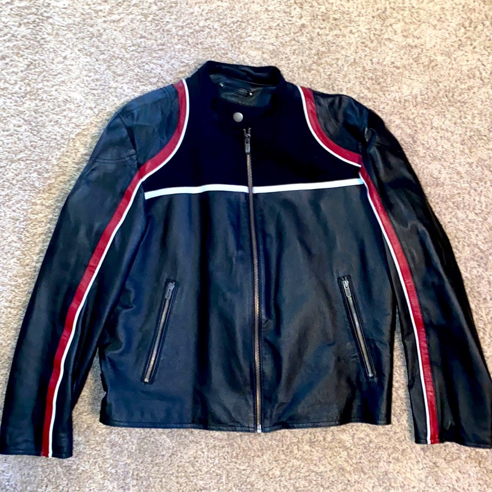 STREET LEGAL MENS LEATHER BIKER JACKET Size Large